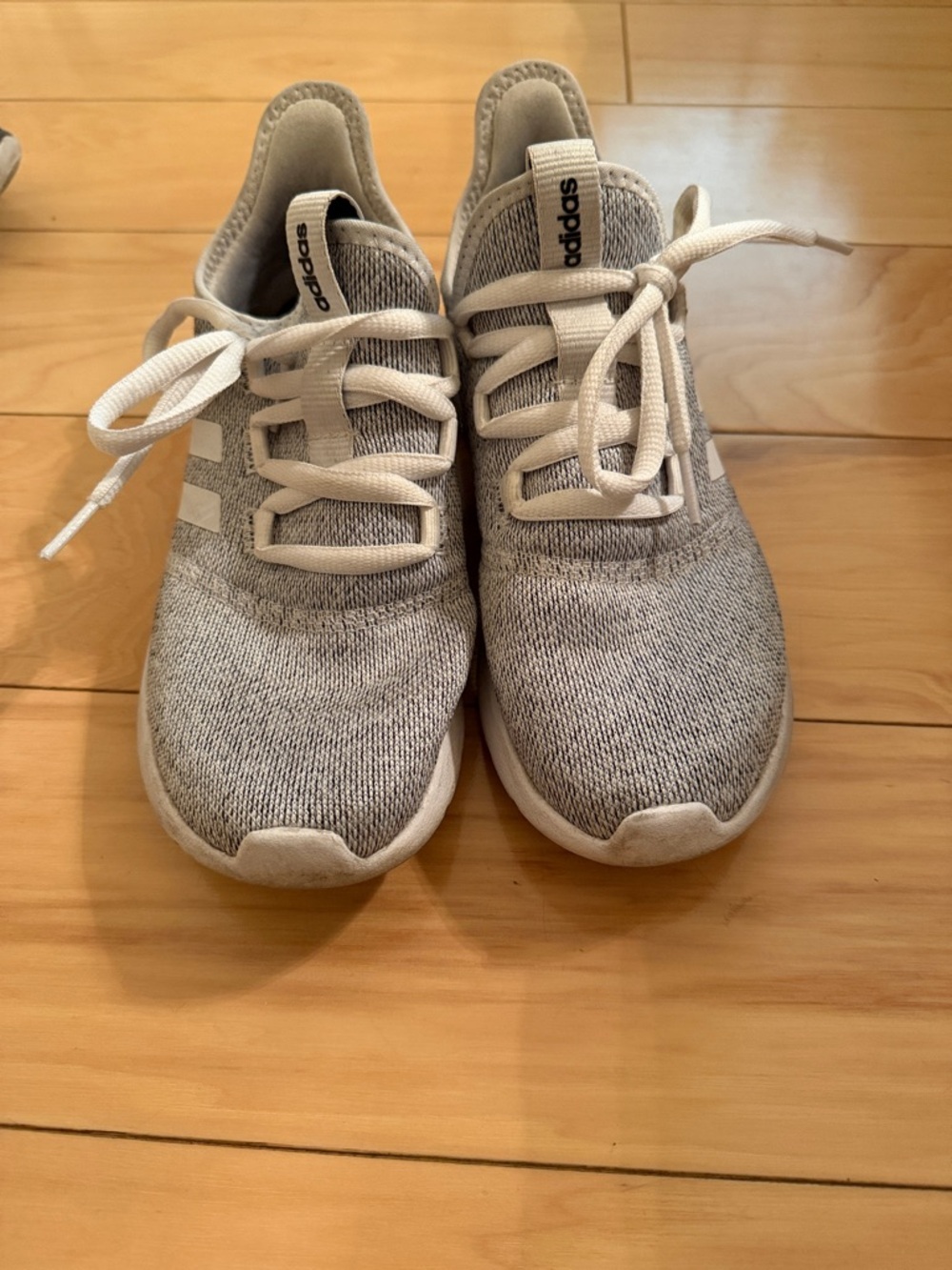 Adidas Light Grey Knit Running Sneakers